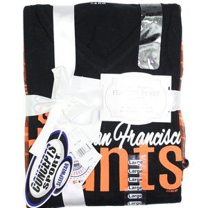 San Francisco Giants Women's Short Sleeve V-Neck Top & Plaid Flannel Pants PJs